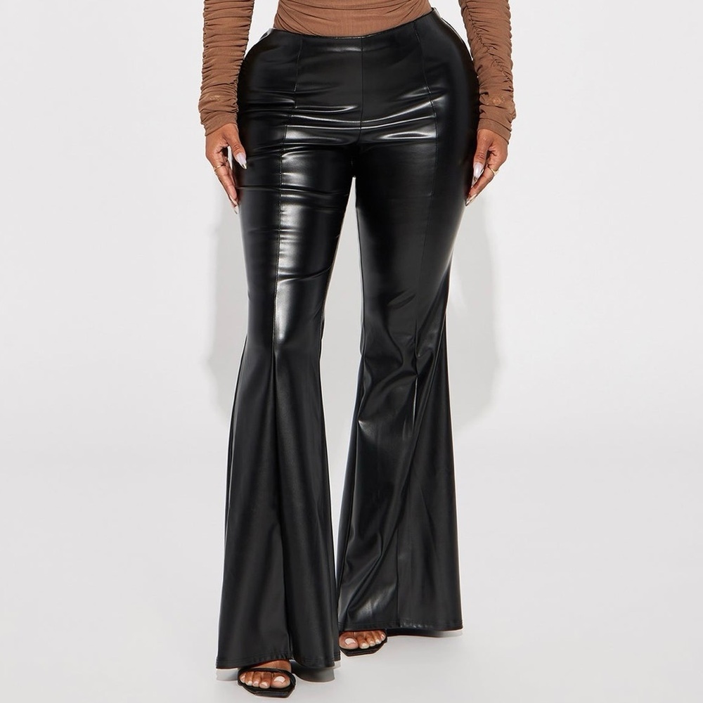 Fashion Nova Black Faux Leather Boot Cut Pants